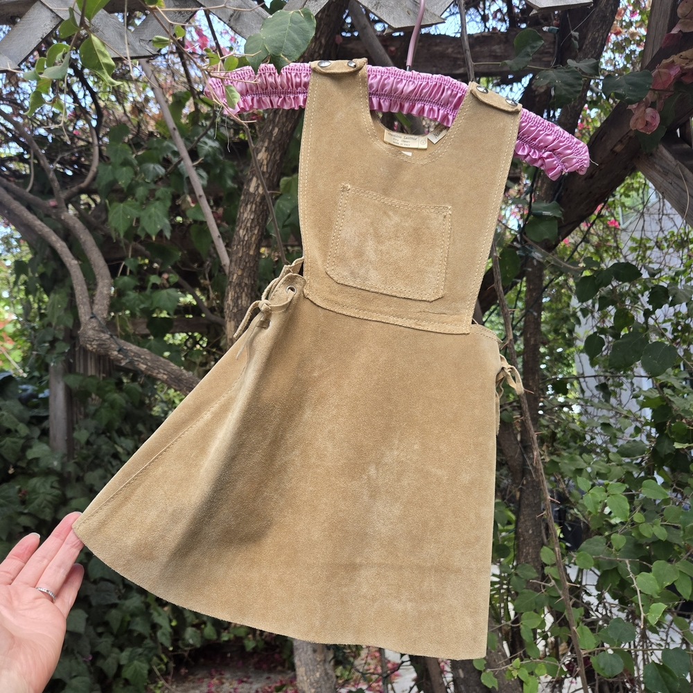 Vintage 3T Girls Suede Jumper Dress Made In Italy